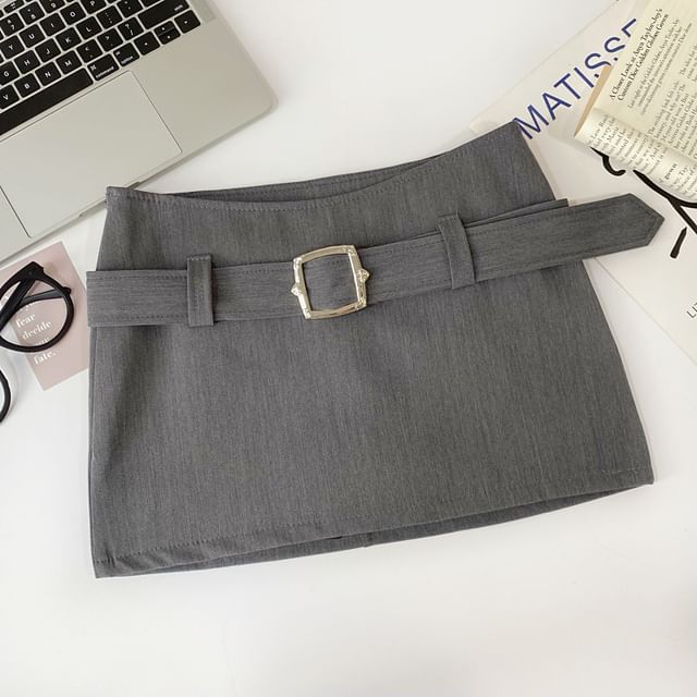 High-Rise Mini Pencil Skirt with Belted Detail