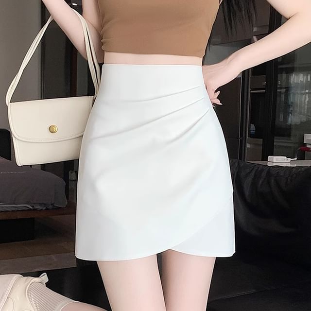 Asymmetrical High-Rise Mini Pencil Skirt