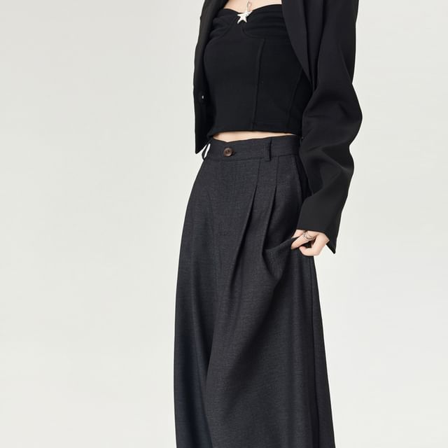 Wide Plain Dress High Rise Leg Pants