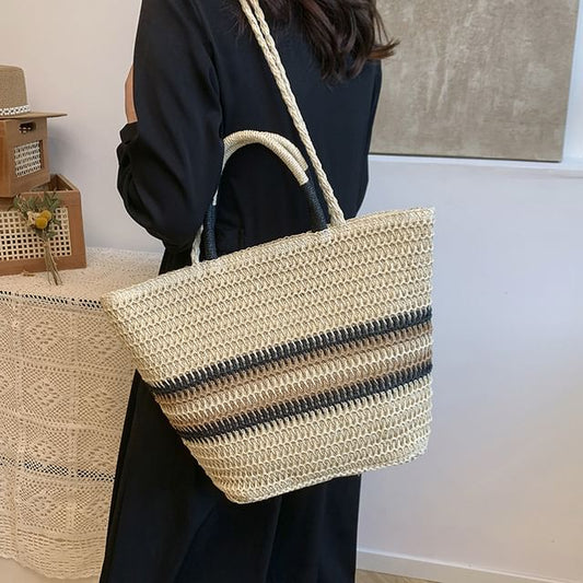 Striped Bag Top Handle Crossbody Woven