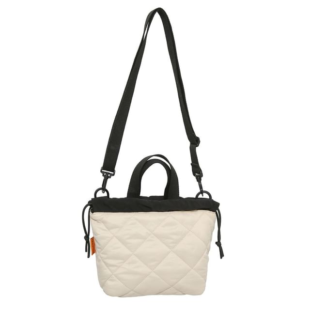 Quilted Bag Crossbody Drawstring Two-Tone