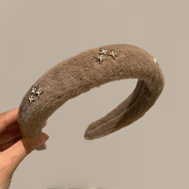 Rhinestone Fluffy Headband Star