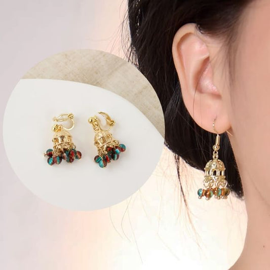 Clip Chandelier On Beaded Earring /