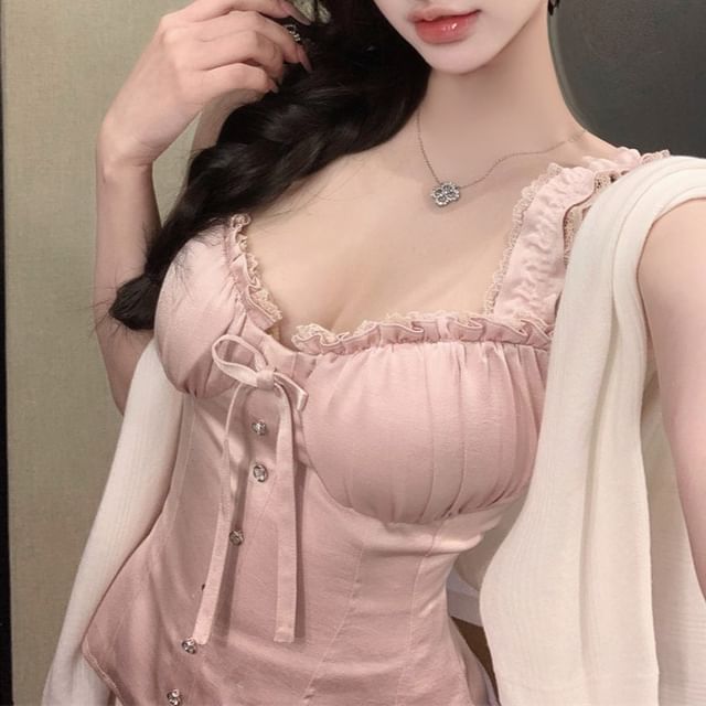 / Waist Maxi Frill High Plain Trim Skirt Top Fishtail Sleeveless