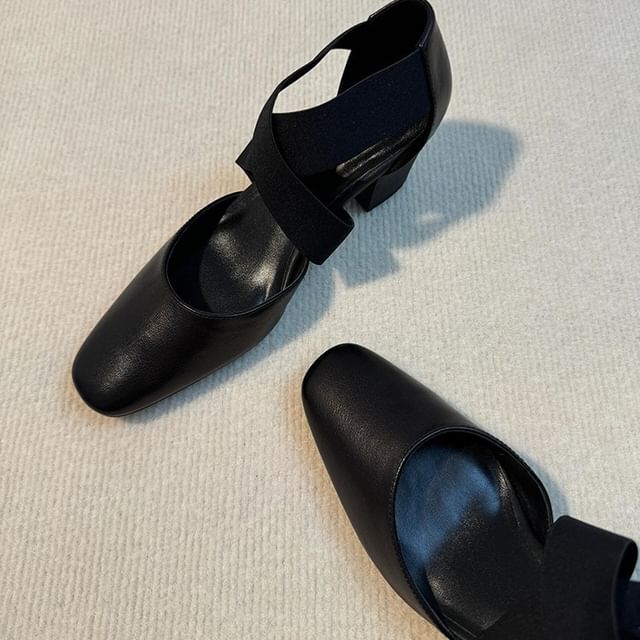 Jane Shoes Cross Strap Heel Chunky Mary