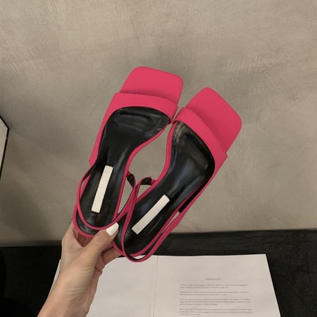 Square-Toe Heel Slingback Sandals Chunky