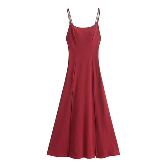 Split Spaghetti Strap A-Line Maxi Dress