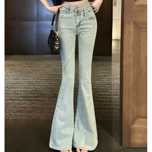 Cutout Flared High Washed Jeans Rise