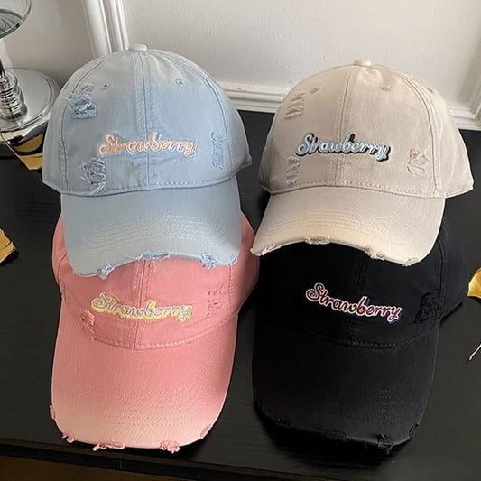 Baseball Embroidered Lettering Cap Distressed