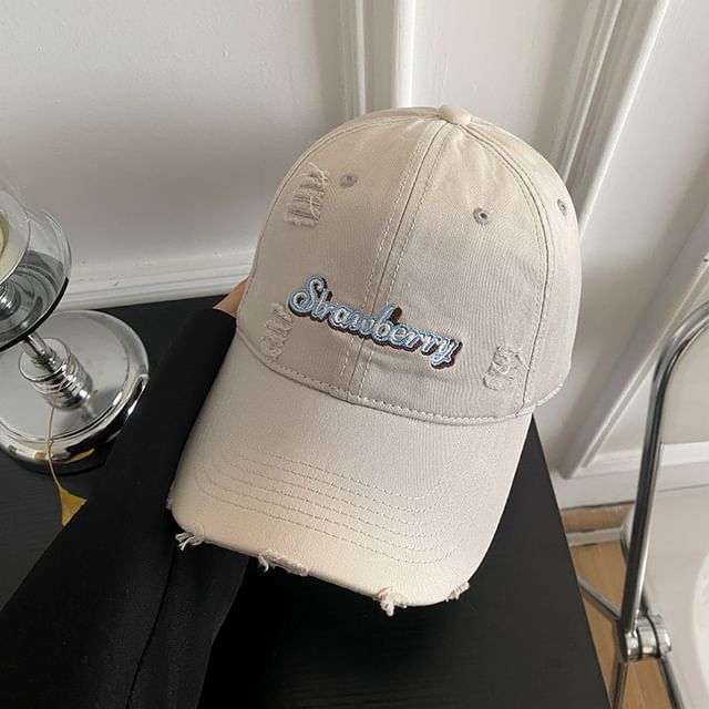 Baseball Embroidered Lettering Cap Distressed
