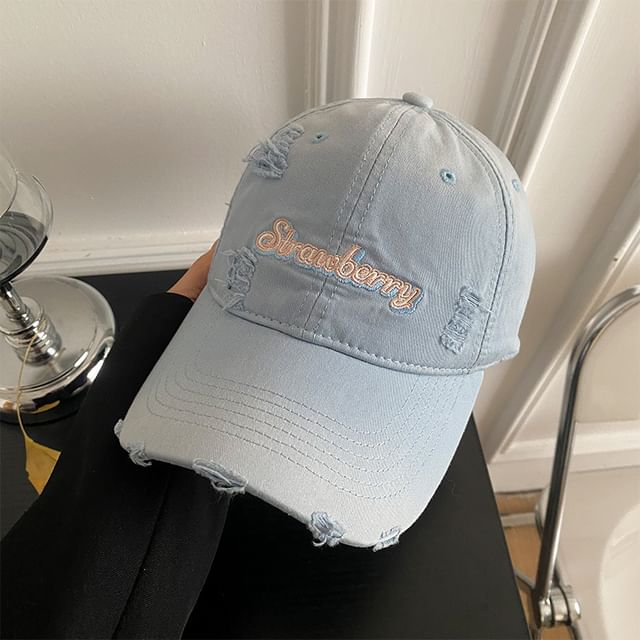 Baseball Embroidered Lettering Cap Distressed