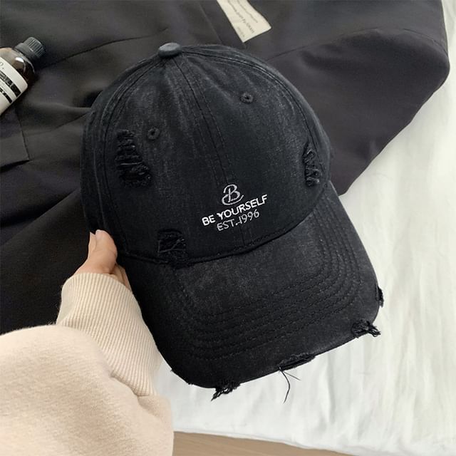 Cap Lettering Baseball Embroidered Distressed