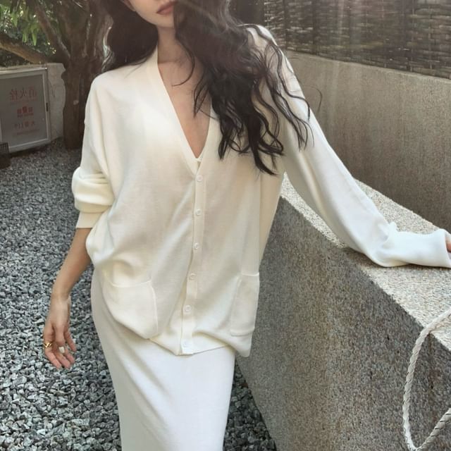 Skirt Mid A-Line V-Neck / Plain Maxi Long-Sleeve Blouse Waist