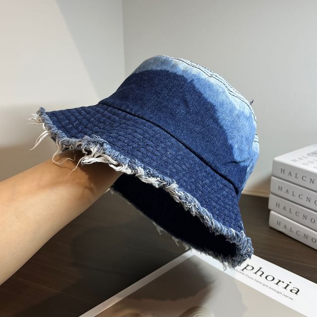 Hat Bucket Distressed Denim