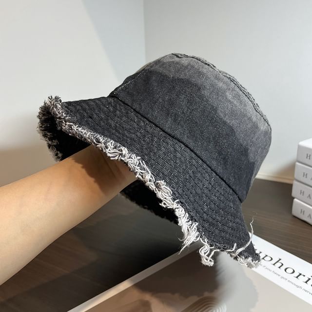 Hat Bucket Distressed Denim