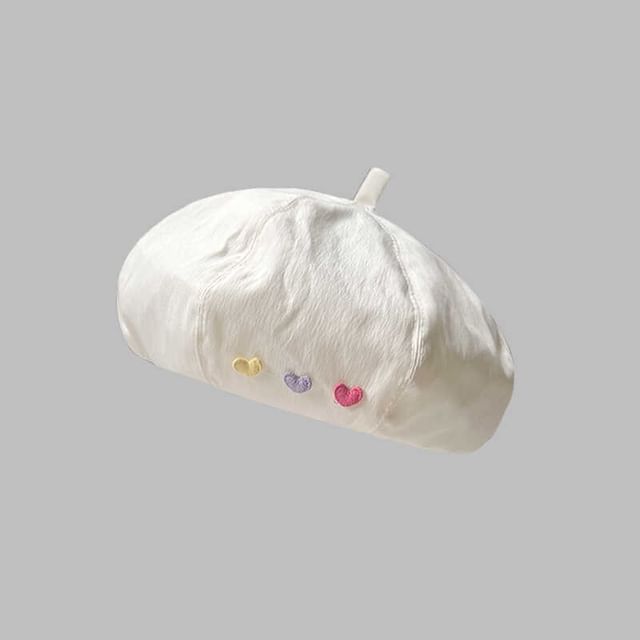 Beret Heart Hat Embroidered