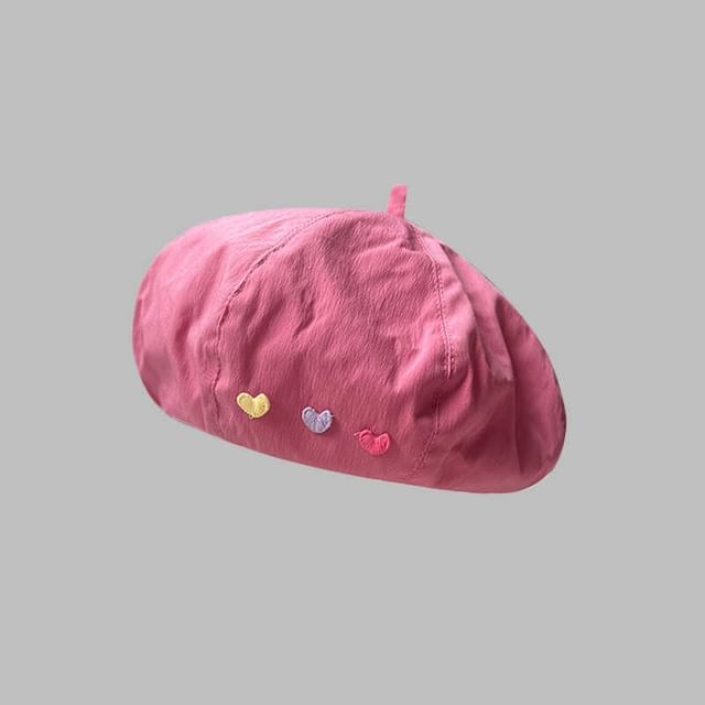 Beret Heart Hat Embroidered