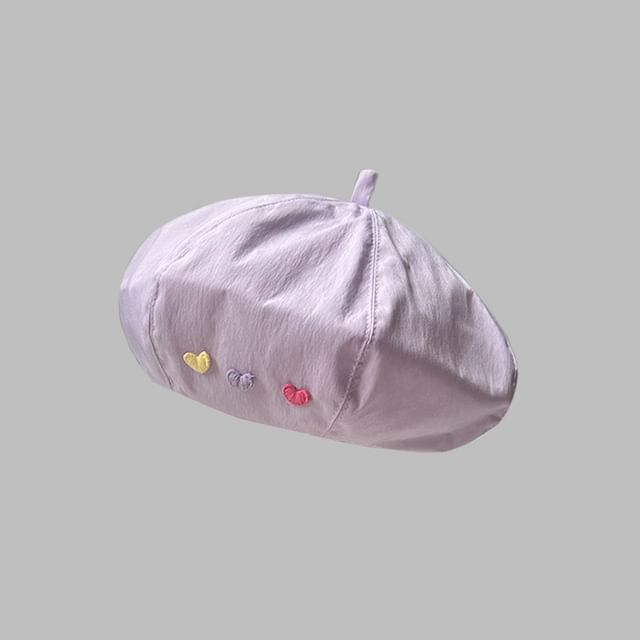 Beret Heart Hat Embroidered
