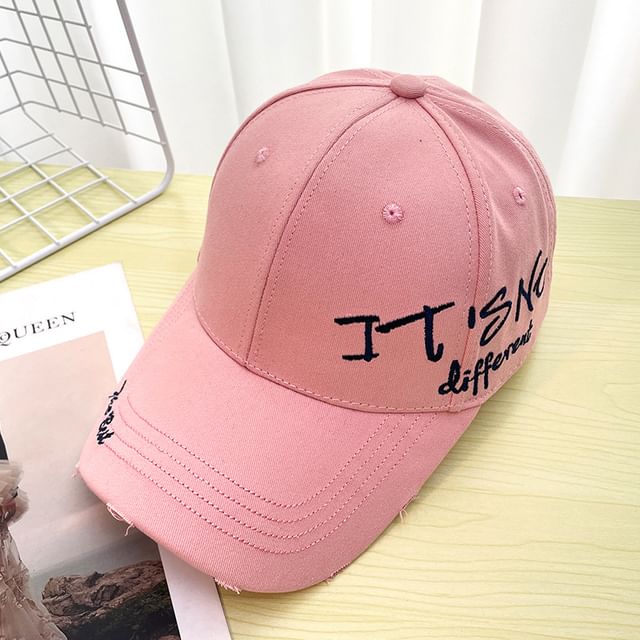 Cap Distressed Baseball Lettering Embroidered