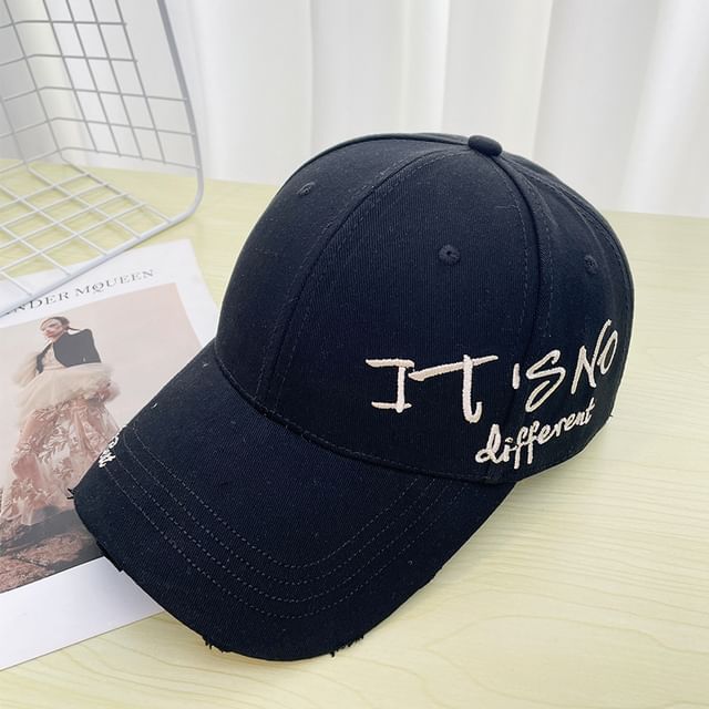 Cap Distressed Baseball Lettering Embroidered