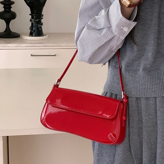 Flap Patent Shoulder Bag