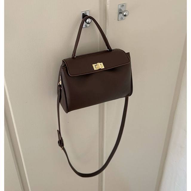 Twist Leather Lock Faux Bag Crossbody