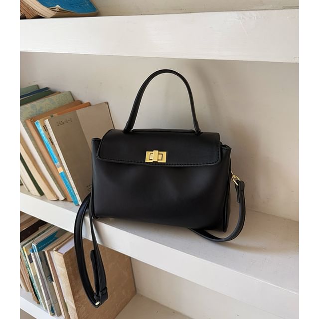 Twist Leather Lock Faux Bag Crossbody