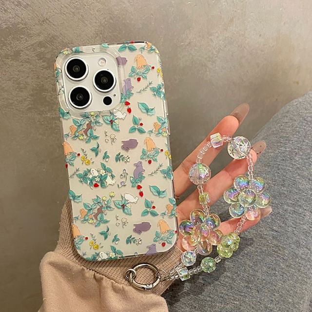 Case / Floral Strap Set Rabbit Phone