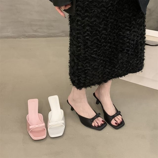 Kitten Slide Toe Heel Sandals Square