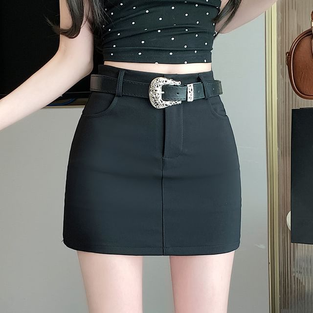 Pencil Waist Mini High Plain Skort