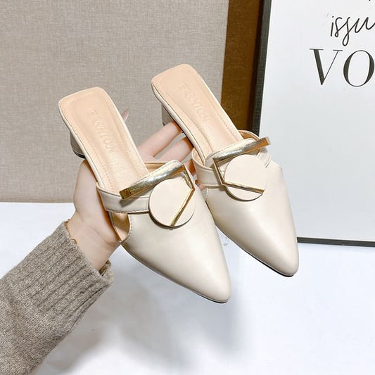 Block Heel Pointed Mules