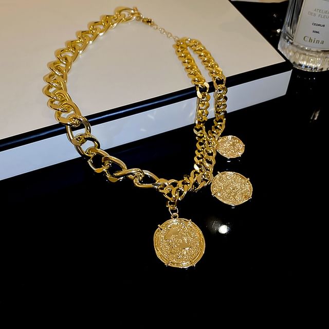Alloy Necklace / Coin Pendant Bracelet Layered