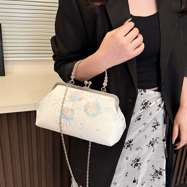 Bag Embroidered Lock Crossbody Kiss Floral
