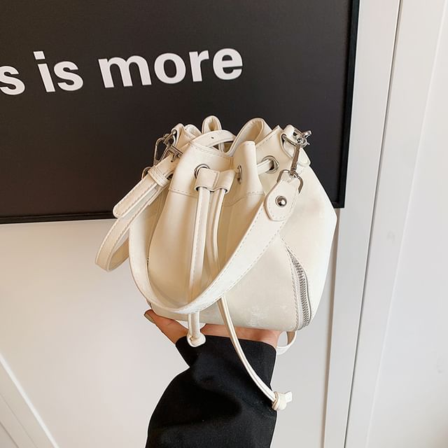 Bucket Faux Bag Drawstring Leather