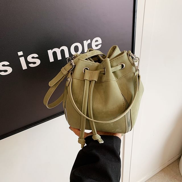 Bucket Faux Bag Drawstring Leather
