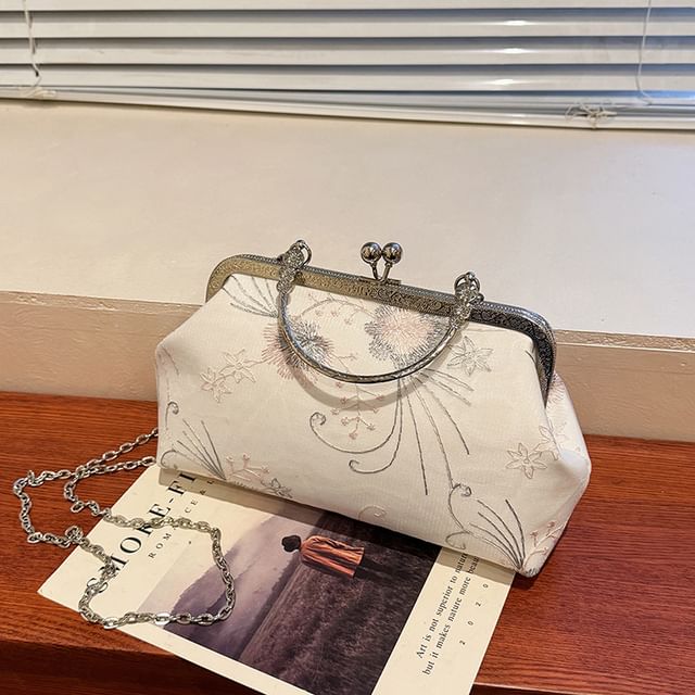 Bag Embroidered Lock Crossbody Kiss Floral