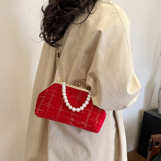 Lock Bag Kiss Crossbody Velvet Strap Chain