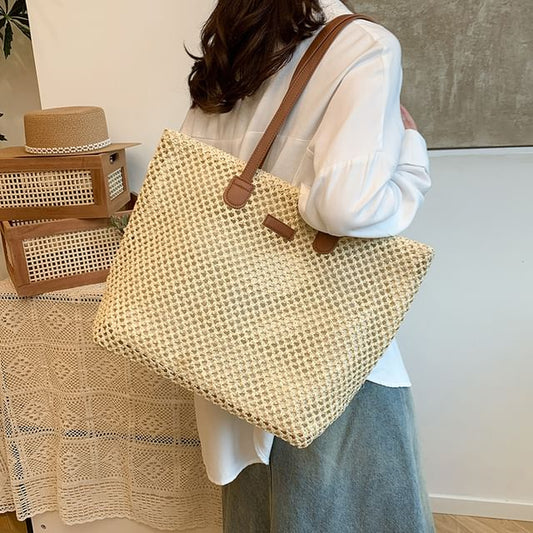 Perforated Straw Bag Tote