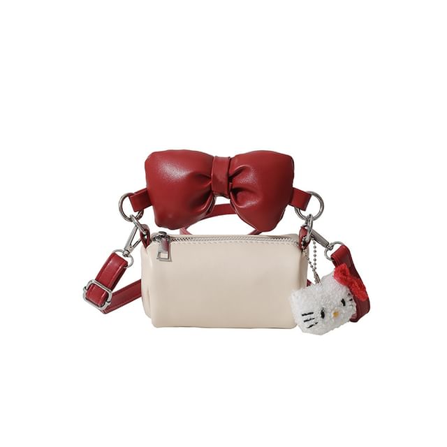 Crossbody Cylinder Bag Bow Accent