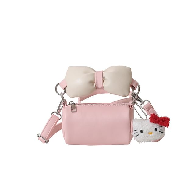 Crossbody Cylinder Bag Bow Accent