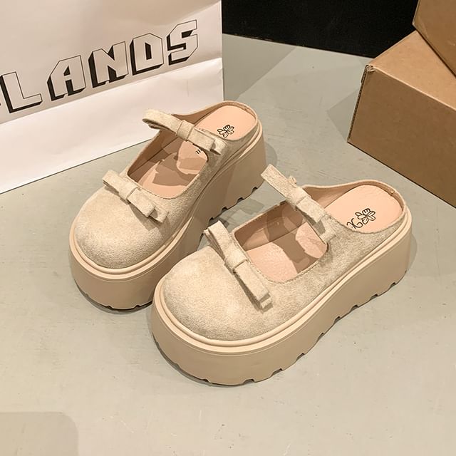 Platform Accent Jane Bow Mary Mules Plain