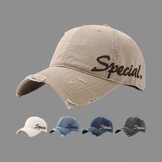 Letter Embroidered Cap Distressed