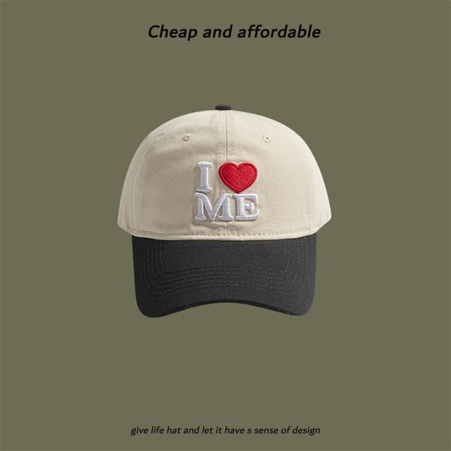Two-Tone Embroidered Cap Heart