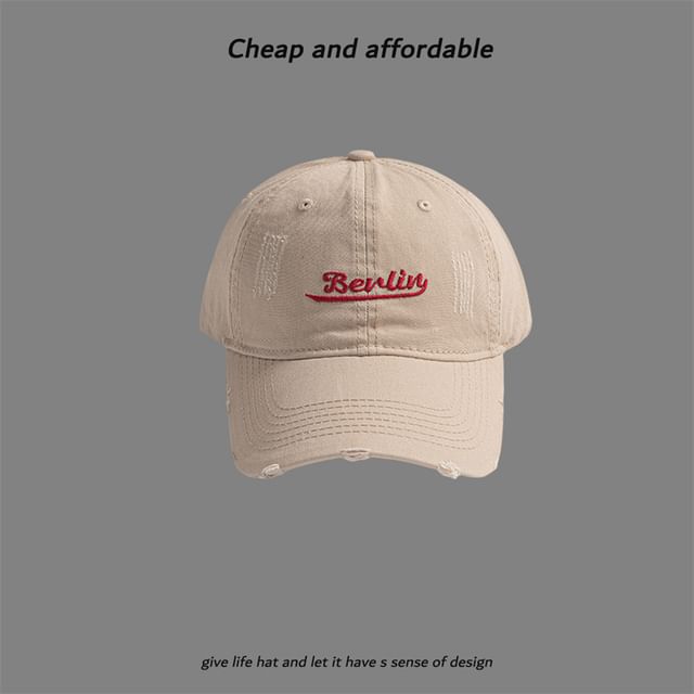 Embroidered Distressed Cap Letter