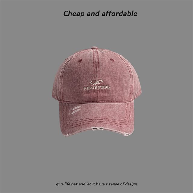 Cap Washed Embroidered Distressed Letter