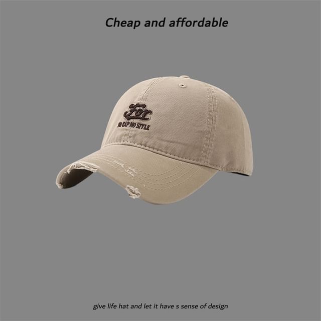 Distressed Embroidered Cap Letter