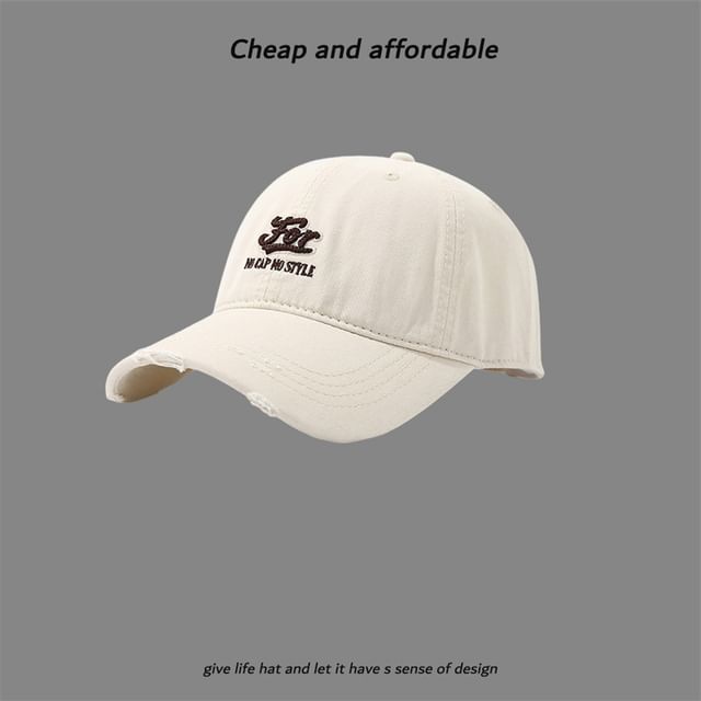 Distressed Embroidered Cap Letter