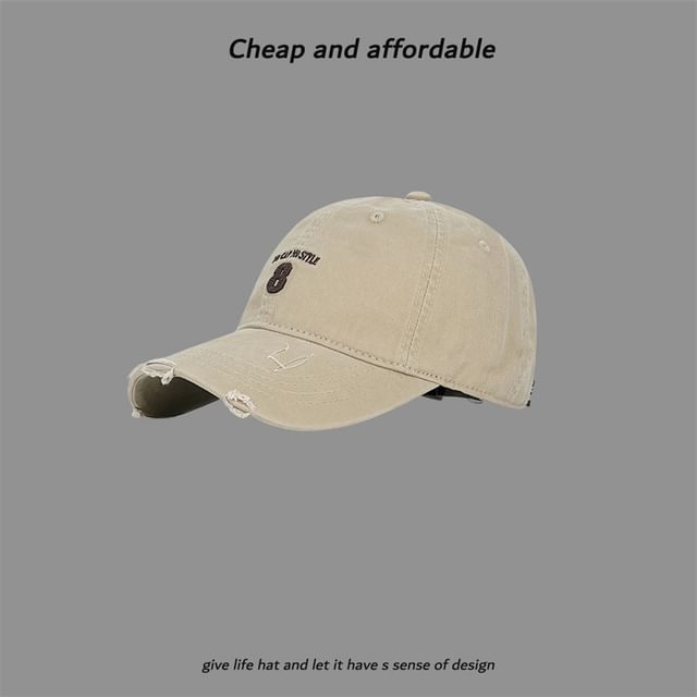 Distressed Washed Number Cap Embroidered