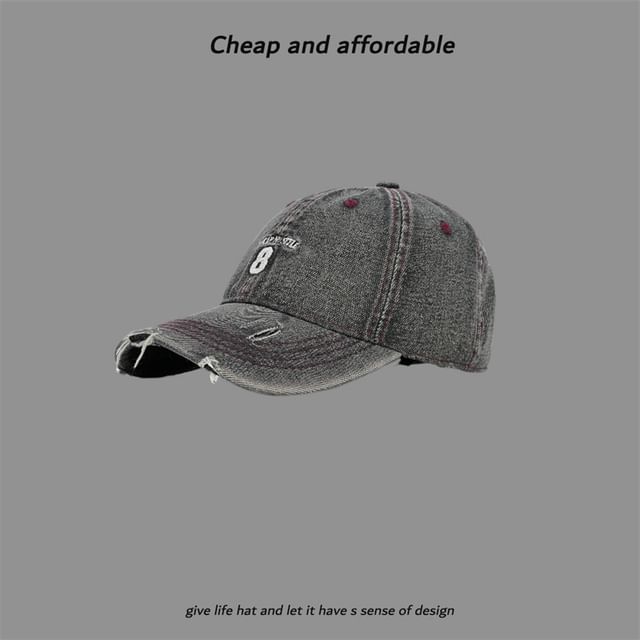 Distressed Washed Number Cap Embroidered
