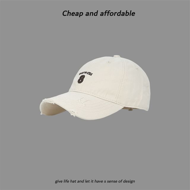 Distressed Washed Number Cap Embroidered